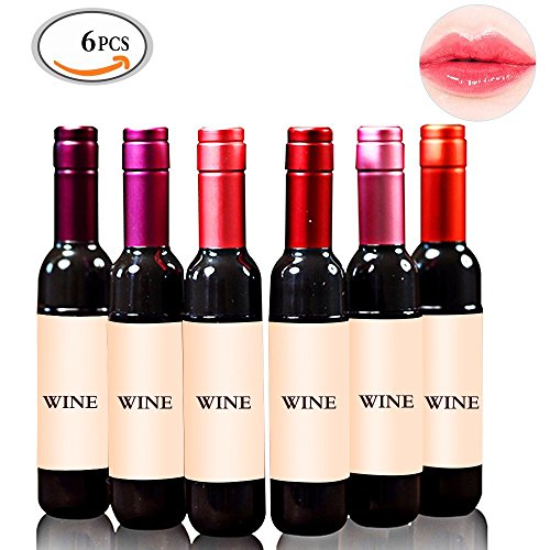 mlmsy 6 PCS Rot Wein Flasche Style Lip Gloss Tint Set Wasserdicht Langlebig gebeizt Glasur Lipgloss Tolles Geschenk, 6 Color