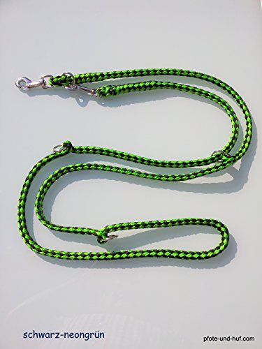 elropet Hundeleine Doppelleine 2,80m 4fach verstellbar schwarz-neongrün
