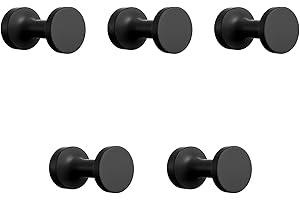 jockcaras Garderobenhaken Handtuchhaken, Durchm. 2,1 Cm - Wandhaken Zum Bohren, Kleiderhaken Für Wand, Bad, WC, 5 Stück, Schwarz, Mit Schrauben