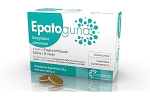 EXOGUNA Epatoguna 32 Compresse Deglutibili - Integratore Alimentare a base di Fegago Liofilizzato, Colina e Te' verde -