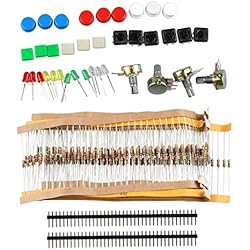 Kit de componentes electrónicos con interruptores, potenciómetro, LED y resistencias para Arduino