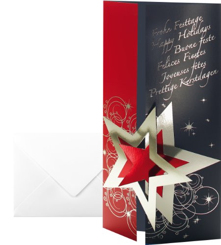 Sigel DS012 Weihnachts-Karten Set mit Umschlag, DIN lang, 10 Stück, gestanzt - weitere Designs