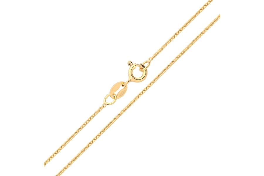 Old English Jewellers 9ct Yellow Gold on Sterling Silver Belcher Chain Necklace - 16" 18" 20" 22" 24" Lengths - 1.1mm Wide – Dainty Necklace for Pendants