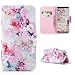 Produktbild Misstars Leder Klappbar für Huawei Y5 2018/Y5 Prime 2018/Honor 7S, Premium PU Flip Wallet Cover mit Rosa Blumen Muster Design Kartenfach Magnetverschluss und Standfunktion Schutzhülle
