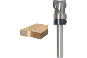 Sinoprotools Solid Carbide Compression Flush Trim Router Bit, 1/4 Inch Shank Up-Down Cut 1/2" Cutting Diameter, 1/2'' Cutting Length, Top Bearing Spiral Pattern Router Bits for Wood Flush Trimming