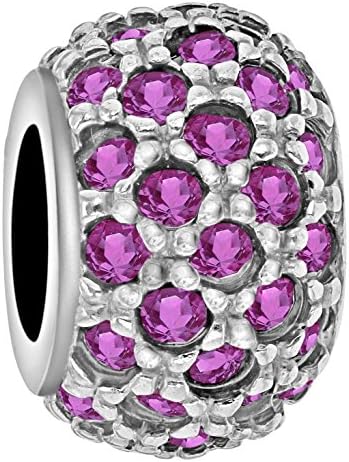 Tuscany Charms Sterling Silver Amethyst Crystals Ball Bead
