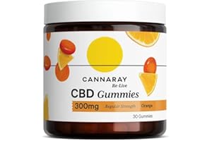 Cannaray CBD Gummies, 300mg | Delicious Natural Orange Edibles | Sleep Well | Feel Calm | Reduce Anxiety (30 Gummies)