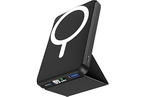 Podoru mag-Safe Bateria Externa Carga Rapida, 10000mAh Magnético Power Bank, Plegable Inalámbrico Powerbank mag-Safe PD22.5W Pantalla LED Cargador Portátil para iPhone 16/15/14/13/12/Pro/Pro MAX