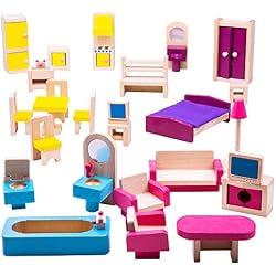Bigjigs Toys Boîte de Jeu Patrimoine Lot de Meubles pour Maison de poupée