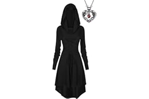 XCMVCN Vestido gótico para mujer, estilo medieval, renacentista, con capucha, para Halloween, carnaval, (M)