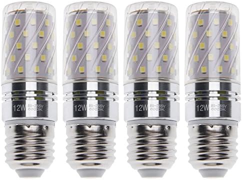 Sagel E27 LED Corn Bulbs, 12W LED Candelabra Light Bulbs 100 Watt Equivalent, 1200lm, Cool White 6000K LED Chandelier Bulbs, Base E27, Non-Dimmable LED Lamp, Pack of 4
