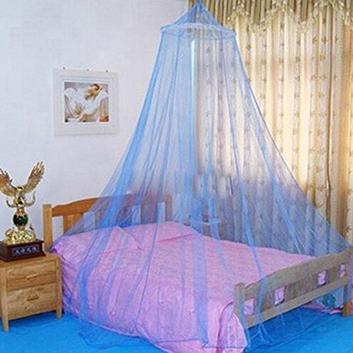 EJY Colors Bed Mosquito Netting Mesh Canopy Princess Round Dome Bedding Net (Blue)