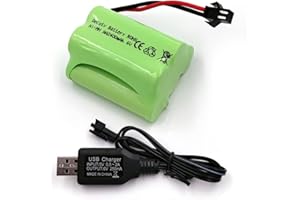 Gecoty® Paquete de baterías 6V NiMH, Batería AA Recargable de Alta Capacidad con Cable de Carga USB, Enchufe SM 2P para RC Stunt Car,Coche RC para niños,Q60 Q61 1/16 Military RC Truck SL01