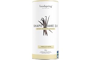 ‎FOODSPRING foodspring Shape Shake 2.0 Vanille – Vollwertiger Mahlzeitenersatz-Shake zur Gewichtskontrolle mit Premium Protein, 209 kcal pro Portion, Glutenfrei - 900g