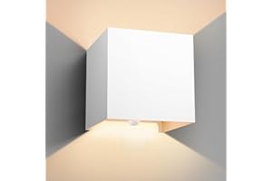 vatato LED Wandleuchte mit Bewegungsmelder,12W Außenwandleuchte mit Bewegungsmelder Einstellbarer Lichtstrahl,3000K IP65 außenlampe,Innen/Aussen Wandlampe für Schlafzimmer Garten (Weiß 1 Stück)