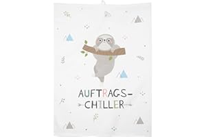 ‎GRUSS & CO GRUSS & CO Geschirrtuch Motiv "Faultier" | Baumwolle, 60 cm x 45 cm, farbiger Motivdruck | Geschenk, Küche, Kochen, Grillen | 47094