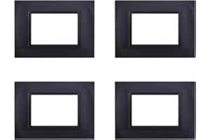 ZOREI 4 Pezzi Placche Compatibile Con Bticino Living, Placche Plastica Quadrata (3 Posti/Moduli,Acciaio Scuro)