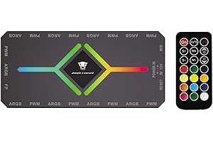 TZMRIT 2-in-1 ARGB PWM Fan Hub mit Controller,9 x 4 Pin PWM Fan Connectors,9 x 5V 3PIN ARGB Ports,Magnetische Basis und SATA Power 18 Port,RGB Hub mit einstellbarer Geschwindigkeit