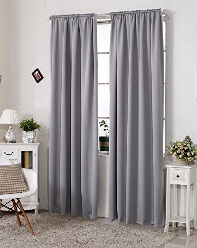 2er Set Verdunkelungsgardine Vorhang , Vorhang blickdicht Thermovorhang mit Kräuselband , schwere Verdunkelungsgardine , 135x245cm , Dunkelgrau , VH5880dg-2