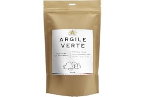 ESSENTIOIL Argile Verte en poudre - 100% Naturel - Purifie le cuir chevelu, Absorde l'excès de sébum, Détoxifie, Tonifie, Assainit la peau, Facilite la cicatrisation - 200g - Marque Française
