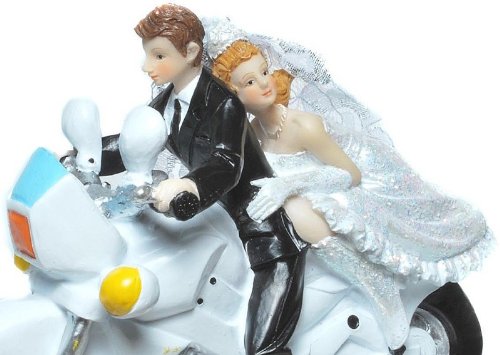 Figur Zierfigur Tortenfigur MOTORRAD Hochzeit Brautpaar modern - 2