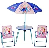 4 tlg. Set: Sitzgruppe – Tisch + 2 Kinderstühle + Sonnenschirm – “ Disney die Eiskönigin – Frozen “ – für Kinder – Campingstuhl – Klappstühle / kippsicher – für INNEN & AUßEN – Klappstuhl – Kindermöbel für Mädchen & Jungen – Plastik / Nylon & Metall – Stuhl Stühle / Kinderzimmer / Kindertisch – Kinder – Gartenmöbel Kindertischgruppe – völlig unverfroren Prinzessin Elsa Anna Arendelle – Olaf - 3