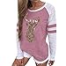 Produktbild OverDose Damen Tuniken Pullover Festival Weihnachten Frauen Rentier Blusen T-Shirt Xmas Party Clubbing Schlank LangarmshirtsRosaEU-34/CN-S