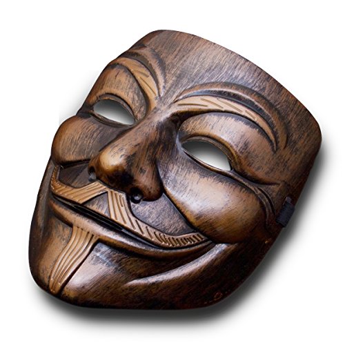 Luxus V wie Vendetta Maske Guy Fawkes Anonymous Replika Demo Anti Mask in Gold-Bronze