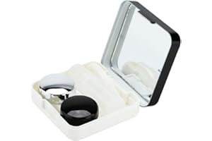 Uxsiya 5 Colours Mini Box Container Contact Lens Holder Portable Mini Cute Contact Lenses Travel Kit Suitable for Home and Travel (03# Black), Ferrous, Trendy