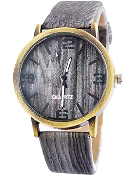 Souarts Damen Grau Streifen Uhr Armbanduhr Quartz Analog mit Batterie