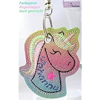 rainbow EINHORN mit Namen personalisierbar Schlüsselanhänger Taschenanhänger tolles Geschenk zum Ostern Ostergeschenk