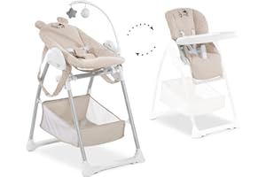 hauck Sit N Relax 2in1, Disney Winnie the Pooh Beige - Baby and Toddler Highchair with Toy Bar, Tray, Basket and Wheels from Birth up to 15 kg, Lightweight Foldable Fully Adjustable