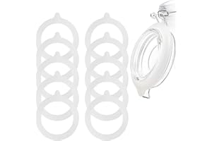 MEZOKUCEL 10 Pz Set di Guarnizioni in Silicone per Barattoli di Vetro Riutilizzabili Anelli di Tenuta Ermetici Guarnizione di Ricambio a Prova di Perdite per Barattoli Vetro con Bocca Normale - Bianco (gomma)