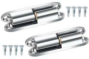 SPEACOUR 2 PCS Charnière de Porte d'Armoire en Alliage de Zinc Charnière à Visser de Porte avec 8 Vis Paumelle à Visser Charge Maximale 40KG pour Charnière de Porte en Métal ou Porte en Bois(Argent)