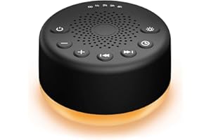 Easysleep Sound White Noise Machine mit 25 beruhigenden Geräuschen und Nachtlichtern mit Memory-Funktion, 32 Lautstärkestufen und 5 Schlaf-Timer (Schwarz mit Licht)
