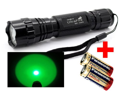 GRÜN-LICHT UltraFire Wf-501B Taschenlampe von LED-MARTIN (inkl. 2x CR123A Batterie)