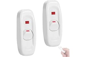 ieron Lot de 2 interrupteurs de lampe en ligne, 250 V, 10 A, interrupteur à bascule avec voyant LED, interrupteur marche/arrêt pour lampe de bureau (blanc)