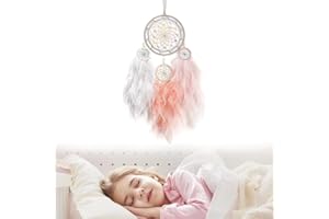 CAIYUANGJ Atrapasueños para Niñas, Atrapasueños Grande Pared, Atrapasueños Bohemio Grande, Atrapasueños Grande para Niña, con Perlas de Madera y Plumas Naturales, para Colgar en Pared, Decoración Hogar