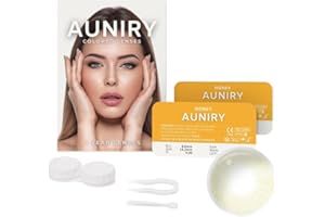 AUNIRY Lentilles Couleur Marron "HONEY" Naturel : Kit Complet (2 Lentilles, Pince, Ventouse Et Étui), 12 Mois, Sans Correction, Sans Prescription, 0 Dioptrie et DIA 14.2mm | AUNIRY