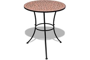 vidaXL Mesa de Centro Jardín Mosaico Cerámica 60 cm Mesita Terraza Terracota