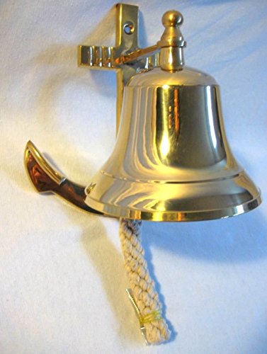 Schiffsglocke aus Messing mit Halterung, Bändsel – Glocke 7,5 cm, Gewicht 400 g - 2