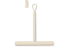 Brabantia - ReNew ściągaczka do Kabiny Prysznicowej na Drzwi - Silikonowa Szczotka do Czyszczenia Szkła & Płytek w łazience - Antypoślizgowy Uchwyt - Odporna na Korozję - Soft Beige - 42,1 x 9 cm