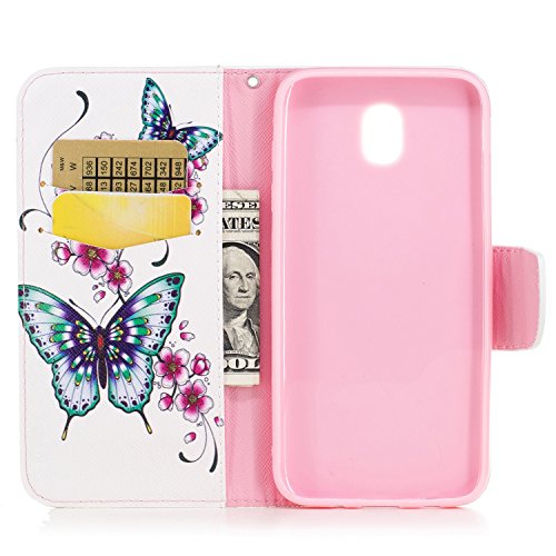 Funda Galaxy J5 2017 SM-J530F  SpiritSun Carcasa Samsung J5 2017 Funda Libro Flip Folio Case de PU Cuero   Suave Silicona  Cierre Magn  tico   Funci  n de Soporte  Elegante Protectora Funda Tapa para Samsung Galaxy J5 2017 SM-J530F  5 2 pulgadas  - Butterfly and Flower