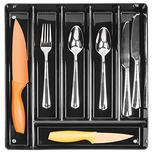 InterDesign 55937EU Linus Küchenschubladen-Organizer für Besteck, Pfannenmesser, Utensilien – schwarz, Plastik, Black, 34,3 x 34,8 x 5,1 cm - 3