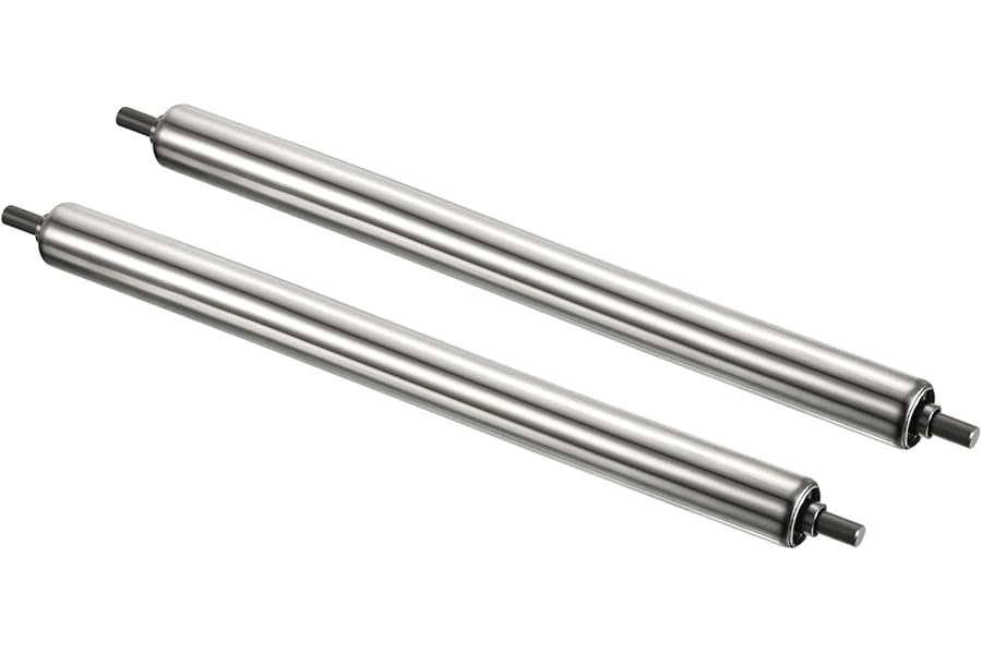 PATIKIL Conveyor Roller 1" Diameter 16" Length, 2 Pack Stainless Steel Gravity Transmission Replacement Part Galvanized End, Silver