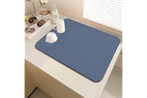 DUJUIKE Alfombrilla Escurreplatos, Escurreplatos de Mat, Almohadilla de Secado de Platos con Antideslizante,se Puede Utilizar en la Cocina, Beber Mascotas(lago azul,30 x 40cm)