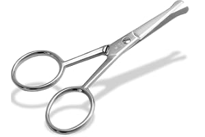 ‎INSTRUMENTENRW Profi Bartschere aus Solingen Haarschere Nasenhaarschere Made in Germany Bartpflege Schere Solinger Schnurrbartschere mit Abgerundeten Spitzen zum Kürzen von Barthaaren, Ohrhaaren und Nasenhaaren