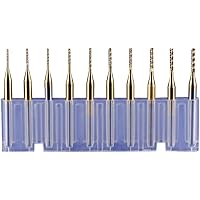 WeiterVor 10-teilig Ø 0.6-1.5 mm Titan beschichteten PCB CNC Fräser Schaftfräser Mikro Router für Holzbearbeitung…