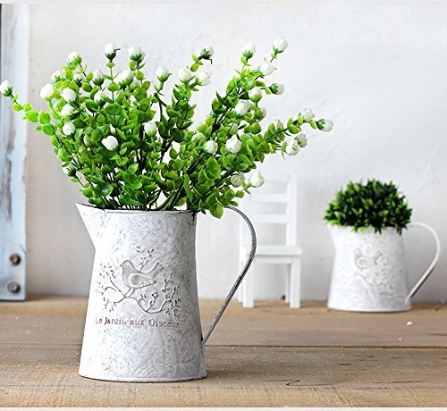 Französisch Stil Weiß Shabby Chic Mini-Metall-Pitcher Blumen-Vase mit Vintage Vogel Dekorative, Schmiedeeisen manuelle Pflanzen Vase mit Klassik - 6