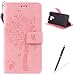 Produktbild HUAWEI Honor 7 Hülle, Feeltech Premium Design PU Leder Beschützer Haut Schutzfolie Tasche, Geprägte Baum Katzen Schmetterlings Blumen Muster [with Free Stylus Pen] Kartenfächer Kreditkarte Holder Stand Funktion Magnetverschluss Bookstyle Flip Wallet Handyhülle für HUAWEI Honor 7 - Rosa